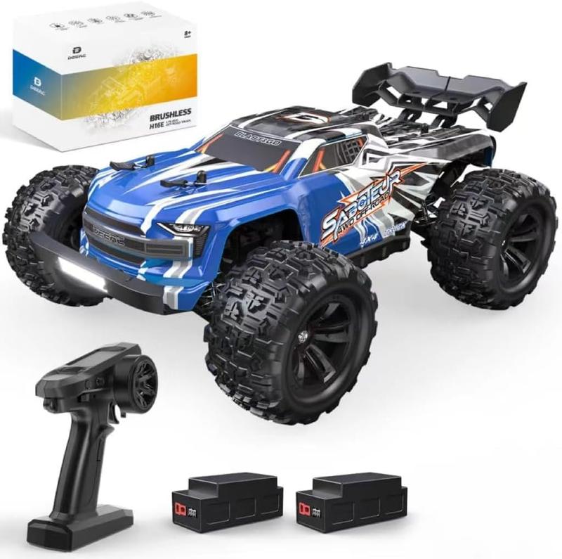 DEERC H16E Brushless Extreme High Speed RC Truck, Max 70kph, 1:16 4X4 RTR Fast RC Cars, All Terrains RC Monster Truck, Off Road Hobby Electric Vehicle Gift for , 2 Li-po Batteries