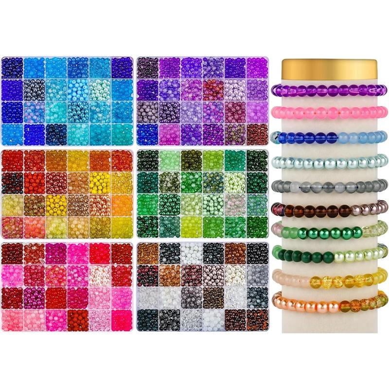 About 7200 count 6mm Glass Beads Bracelet Making Kit,144 Assorted Colors Crystal Glass Beads for Bracelet and  Making and DIY Crafts,Friendship Bracelets,to Give to Friends, Family