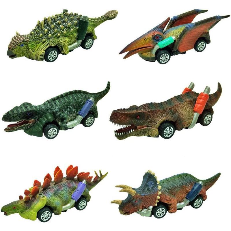 Dinosaur Toy Pull Back Cars,6 Pack Dino Toys for 3 Year Old Boys Girls and Toddlers,Boy Toys Age 3,4,5 and Up,Pull Back Toy Cars,Dinosaur Games with T-Rex