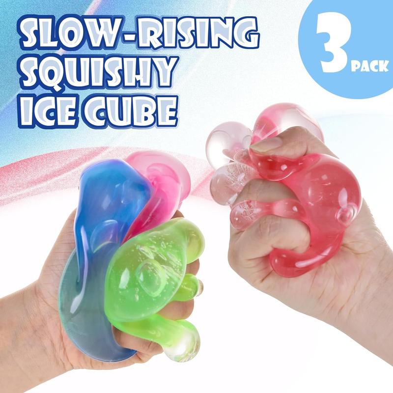 3 Pack Stress Cube Fidget Toy - Squishy Gel Filled for Anxiety Relief, Calming Toys for Kids & Adults