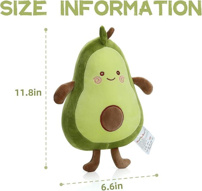 Niuniu Daddy Avocado Stuffed Animal 11.5 inch Plushies Squishy Snuggle Plush Toys Soft Kawaii Food Shaped Plushie Fruit Series Hugging Pillow for Kids Toddlers Teen