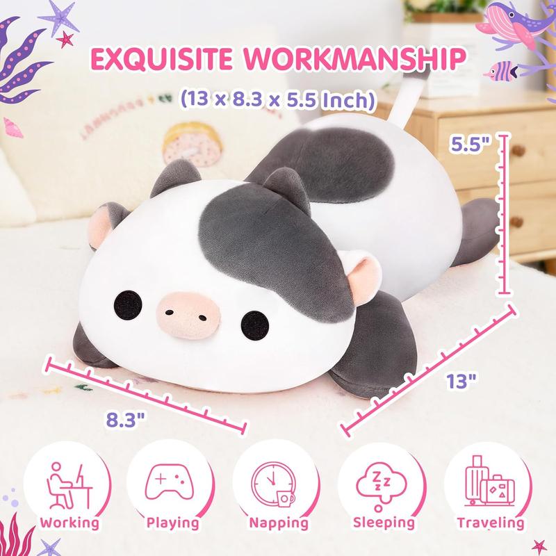 Cute Cow Plush Pillow,  Plushies White Cow Stuffed Toys, Squishy Plushies, Cuddle Plush Pillow for  &