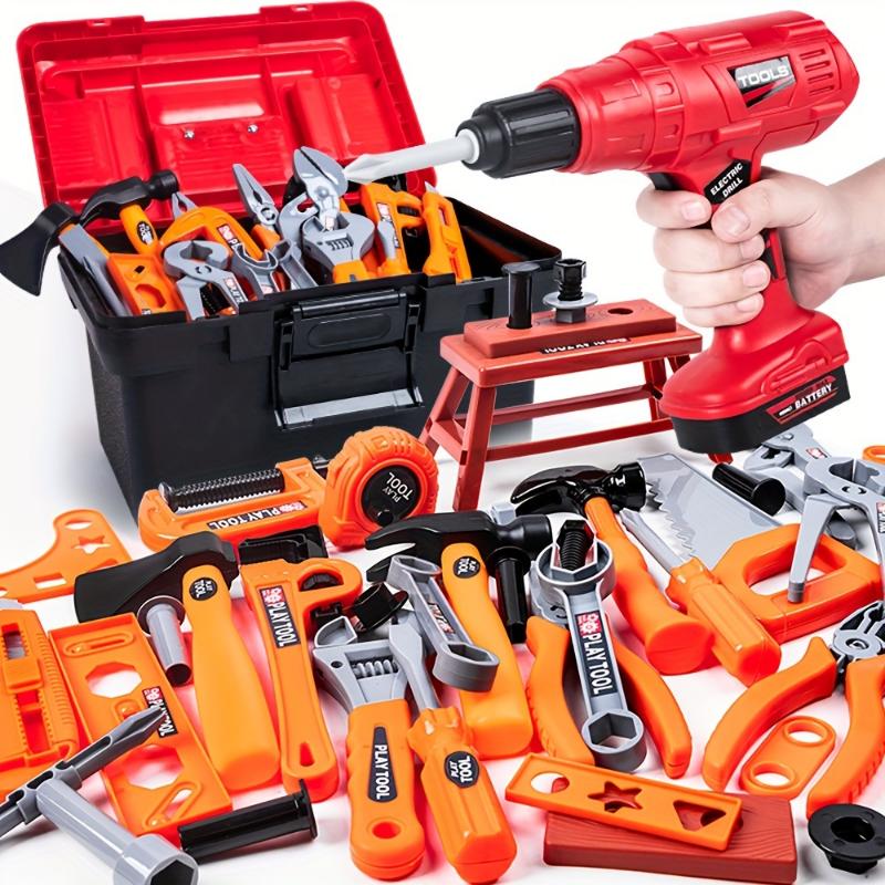 Mini Children's Simulation Repair Tool Box Toy Set with Electric Drill and Screw-driving Tool, Boy's Engineering Repair Box, Christmas Gift (Batteries Not Included)