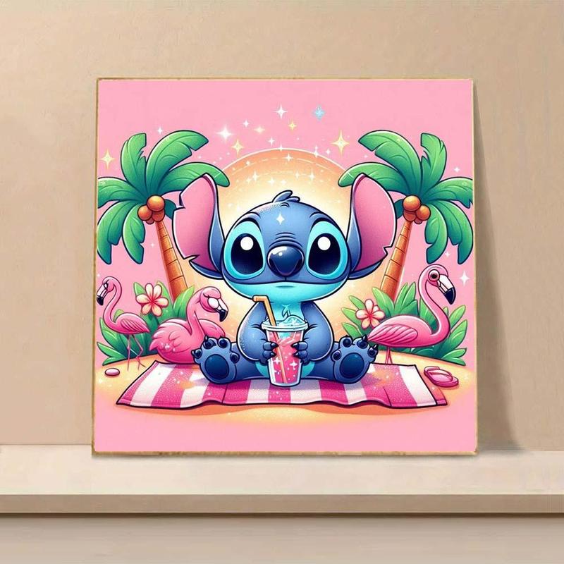 DIY Artificial Rhinestones Arts Painting Kit Without Frame, Stitch And Flamingo Pattern DIY Painting, Handmade Craft Art Decoration