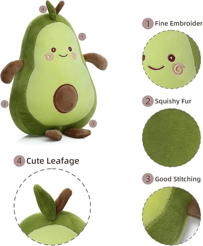 Niuniu Daddy Avocado Stuffed Animal 11.5 inch Plushies Squishy Snuggle Plush Toys Soft Kawaii Food Shaped Plushie Fruit Series Hugging Pillow for Kids Toddlers Teen