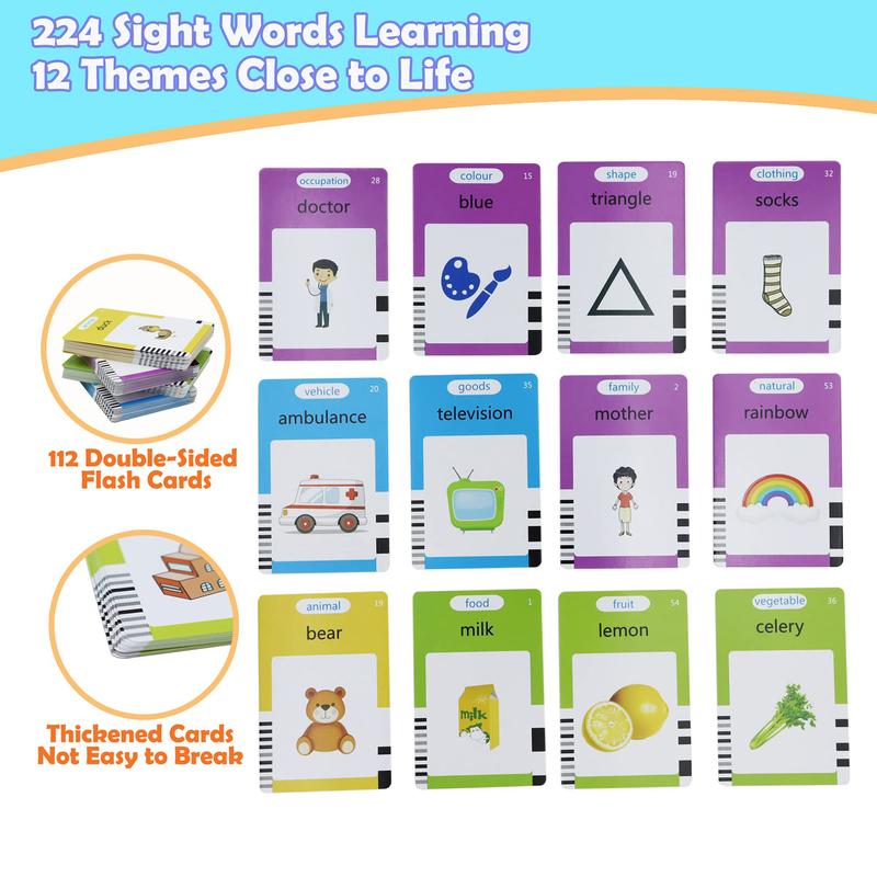 Talking Flash Cards LearningMontessori Toys for Kids with 224 Sight Words,kids learning flashcard reader,Autism Sensory Toys,Speech Therapy Toys, Learning Educational Toys Gifts for Age 1 2 3 4 5 Years Old Boys and Girls