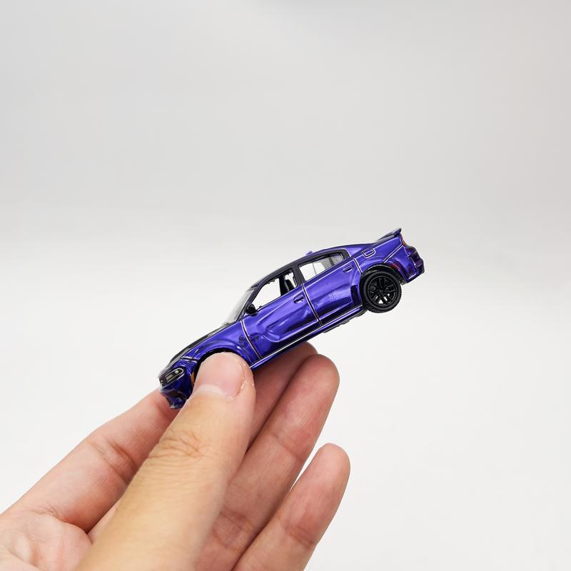 Auto Workd x Super Mini Wheel 1:64 2021 Dodge Charger SRT Hellcat Redeye Chrome Purple - Super Mini Wheels Exclusives !