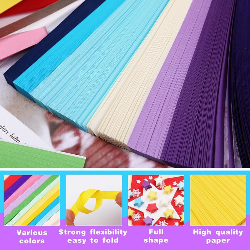 2160 Sheets Star Origami Paper Purple Solid Color Gradient Color Star Paper Strip Double Sided Origami Stars Paper Solid Color Lucky Star Decoration Paper Strips DIY Hand Art Crafts