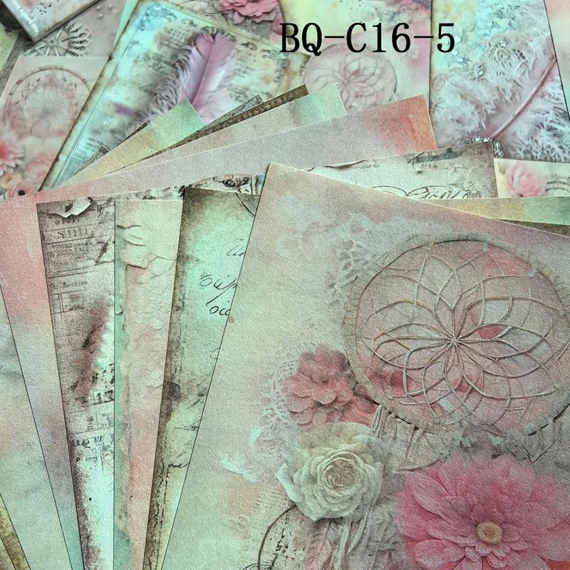 Vintage Feather Design Paper Sheets, 30 Sheets Scrapbooking & Stamping Decorative Paper Materials, DIY Decorative Supplies