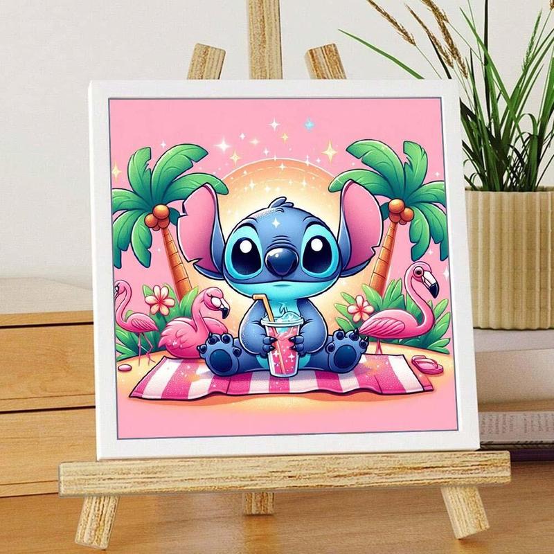 DIY Artificial Rhinestones Arts Painting Kit Without Frame, Stitch And Flamingo Pattern DIY Painting, Handmade Craft Art Decoration