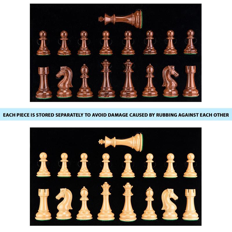 AMEROUS High Polymer Weighted Chess Pieces with 4.25'' King - 2 Extra Queens - Gift Package, Standard Tournament Chessmen for Chess Board or Replacement of Missing Pieces (Chess Pieces Only)