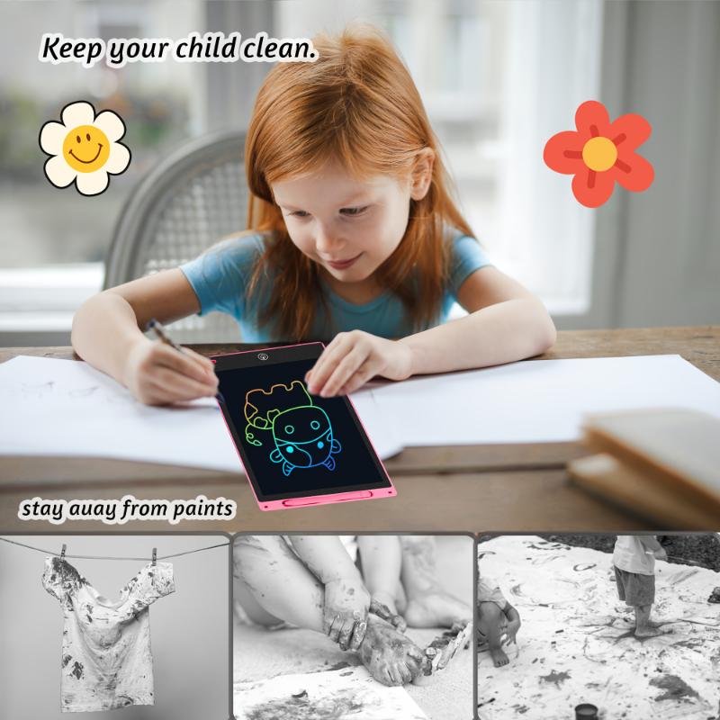 1 Pack 12-Inch Colorful LCD Writing Tablet - Erasable, Reusable, Electronic Drawing Pad for Educational Learning, Message Board, and Creative Expression tablet drawing educational tablet