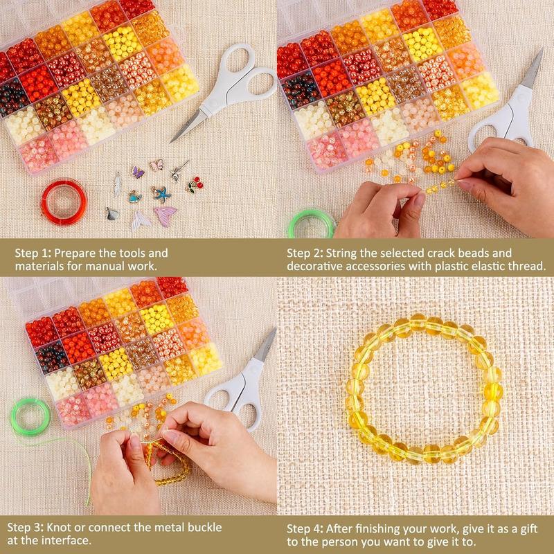 About 7200 count 6mm Glass Beads Bracelet Making Kit,144 Assorted Colors Crystal Glass Beads for Bracelet and  Making and DIY Crafts,Friendship Bracelets,to Give to Friends, Family