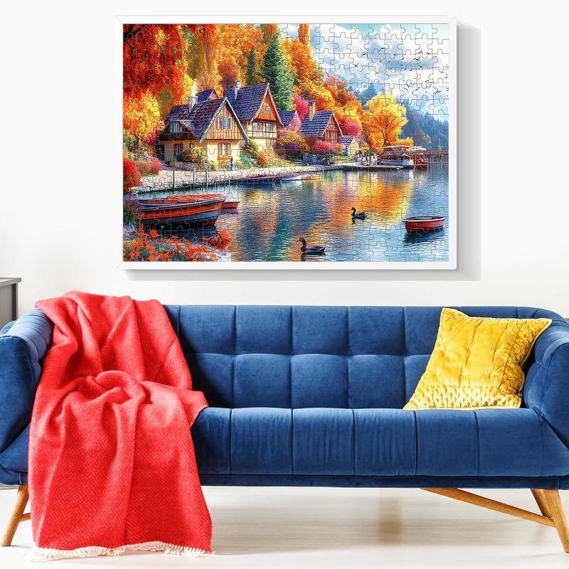 300 Pieces Puzzle for Adults, Fall Puzzle, Autumn lochs Puzzle, Funny Puzzle for Adults, Challenging Game Home Decor Birthday Party Gift Toy for Adults Kids Seniors 20.5×15 inch