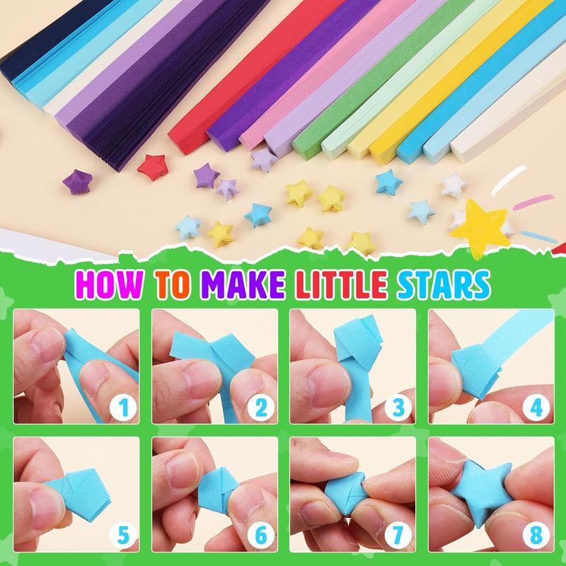 2160 Sheets Star Origami Paper Purple Solid Color Gradient Color Star Paper Strip Double Sided Origami Stars Paper Solid Color Lucky Star Decoration Paper Strips DIY Hand Art Crafts