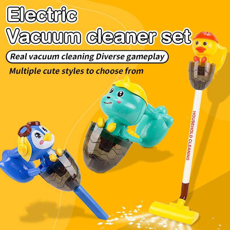 Kids Cartoon Theme Vacuum Cleaner Set with Music, Lights and Role Play for Imaginative Play and Developing Coordination