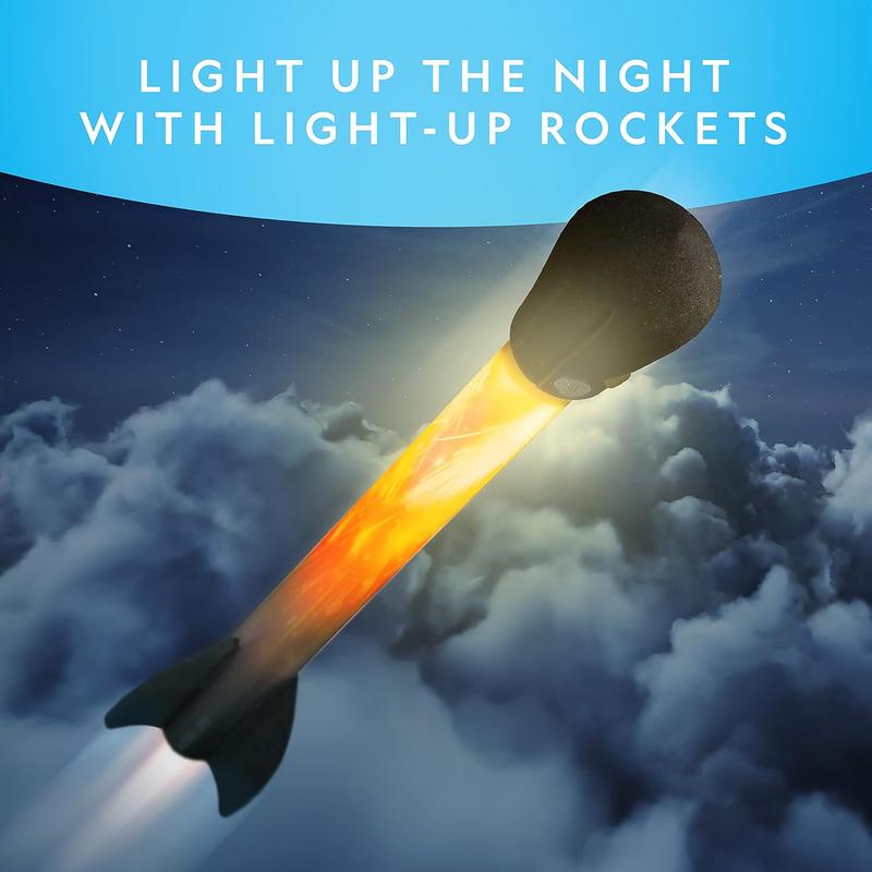 NATIONAL GEOGRAPHIC Air Rocket Toy – Ultimate LED Rocket Launcher for Kids, Jump and Launch The Light Up, Air Powered, Foam Tipped Rockets up to 100 Feet