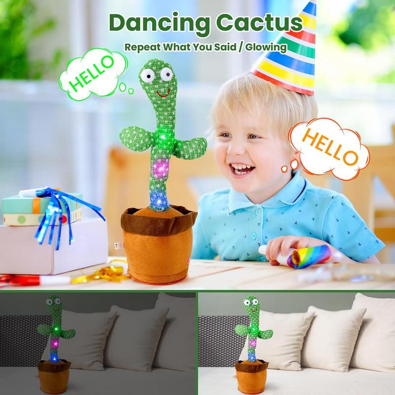 USB Charging Dancing Talking Cactus Baby Toy with 120 English Songs, Singing Mimicking Talking Cactus Toy Mimics Back, Cactus Toy That Talks Back