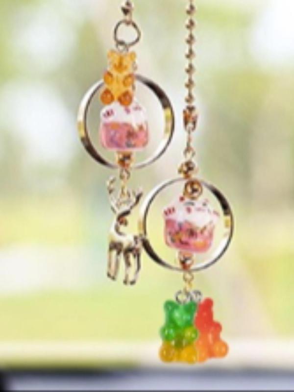 1 Set Gradient Bear Design Pendant, DIY Bear Shaped Resin Earrings Bracelet Accessories