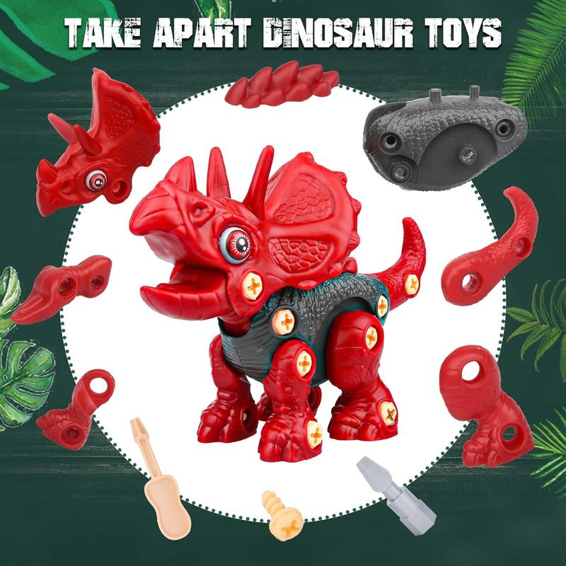 Dinosaur Toys for Kids 3-5 6 7 8 Years Old, Take Apart Dinosaur Toys for Boys and Girls, STEM Construction Dinosaur Building Kit for Kids with Electric Drill Tool, Great Gift Pack of 3