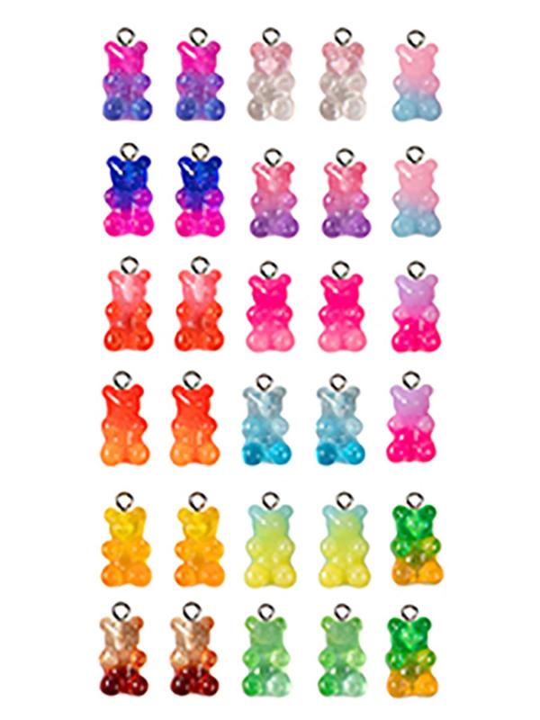 1 Set Gradient Bear Design Pendant, DIY Bear Shaped Resin Earrings Bracelet Accessories