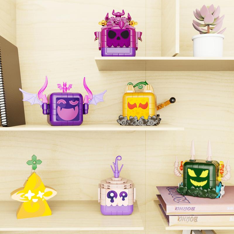 Cute 6-in-1 Fruit Monster Building Blocks Set, Great Christmas & Halloween Gift for Fans and Kids (494 pcs)