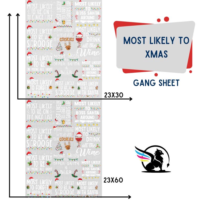 Most Likey To Xmas Premade Gang Sheet | DTF Heat Transfers