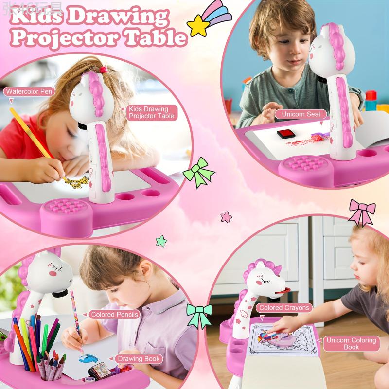 Unicorn Drawing Projector with Art Supplies, Halloween & Christmas Gift Set for Kids