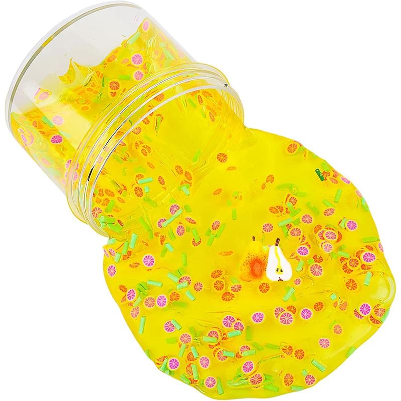 4-pack clear slime set, crystal slime for boys and girls, with yellow, blue, pink and brown clear slime, super soft and non-sticky, great as kids party favors and birthday gifts