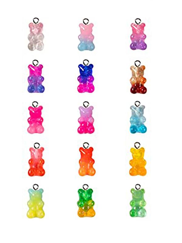 1 Set Gradient Bear Design Pendant, DIY Bear Shaped Resin Earrings Bracelet Accessories