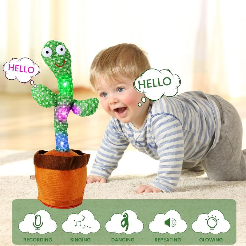 USB Charging Dancing Talking Cactus Baby Toy with 120 English Songs, Singing Mimicking Talking Cactus Toy Mimics Back, Cactus Toy That Talks Back