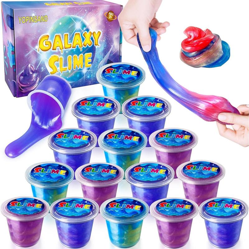 15 Pack Galaxy Slime Kit, Slime Party Favors for Kids, Stretchy & Non-Sticky Slime Pack, Slime Toy for Boys Girls 5-12