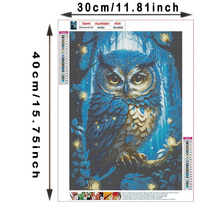 Owl Pattern Paint in Diamond Kit without Frame, DIY Paint in Diamond By Numbers Kit, Decorative Wall Art Decor for Home Living Room Bedroom, Home Decor