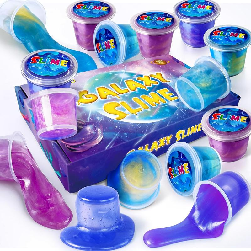 15 Pack Galaxy Slime Kit, Slime Party Favors for Kids, Stretchy & Non-Sticky Slime Pack, Slime Toy for Boys Girls 5-12