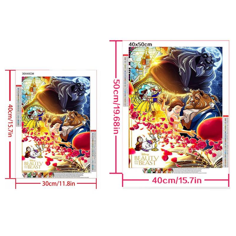 Cartoon Beauty and Beast Pattern DIY Diamond Arts Colorful Painting Kit without Frame, DIY 5D Diamond Arts Colorful Painting Kit, Wall Art Decor