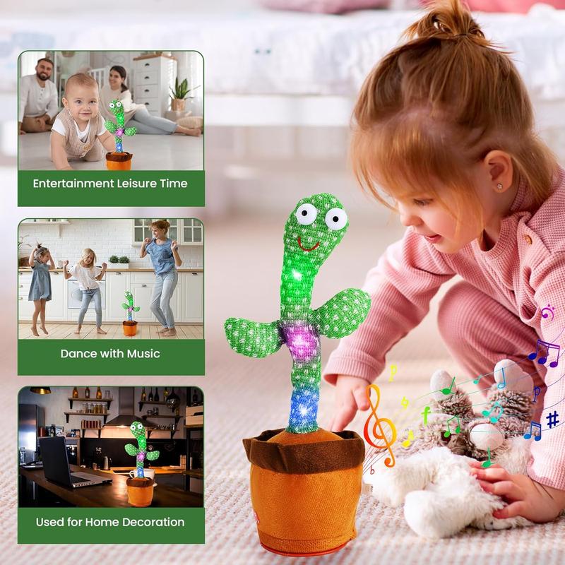 USB Charging Dancing Talking Cactus Baby Toy with 120 English Songs, Singing Mimicking Talking Cactus Toy Mimics Back, Cactus Toy That Talks Back