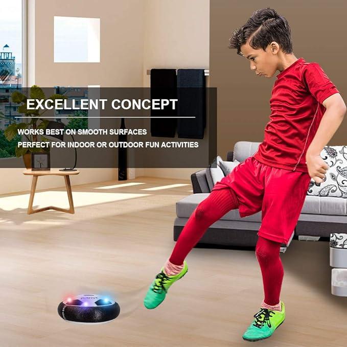 Hover Soccer Ball Toy for Boy, Air Power Floating Hover Soccer with LED Light & Soft Foam Bumper, Birthday Gifts for 8-12 Boys and Girls, Boys Toys for Age 3 4 5 6-8