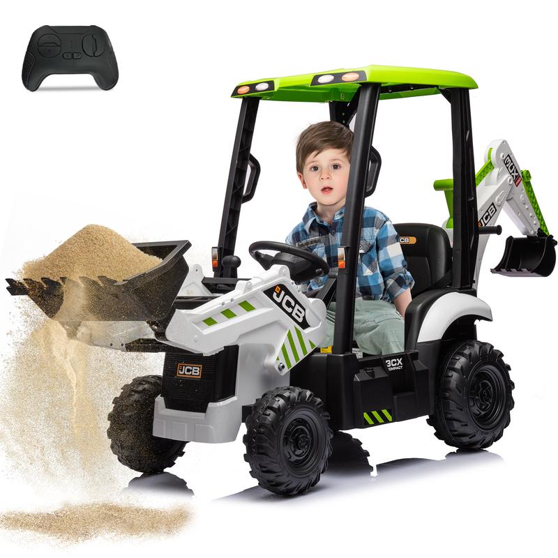 12V Kids JCB Ride On Excavator with Remote Control, Electric Excavator Car for Kids 3-8 with Tractor, Bulldozer,Digging Arm, Ride on Car