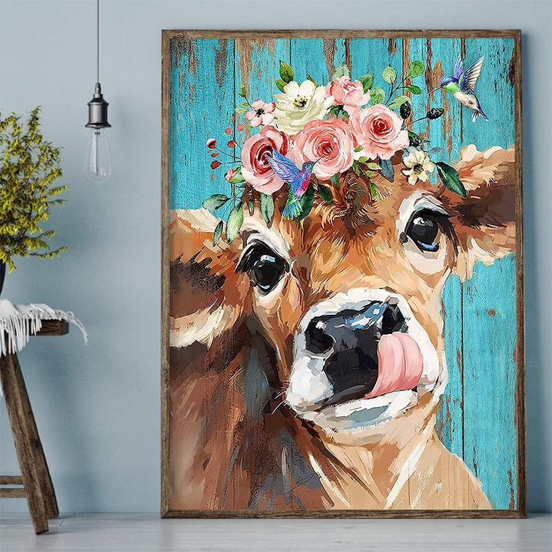 Diamond Painting Kits for Adults&Beginners DIY 5D Diamond Art Paint with Round Diamonds Full Drill Cow Gem Art Painting Kit for Home Wall Decor Gifts(12x16inch 30*40cm)