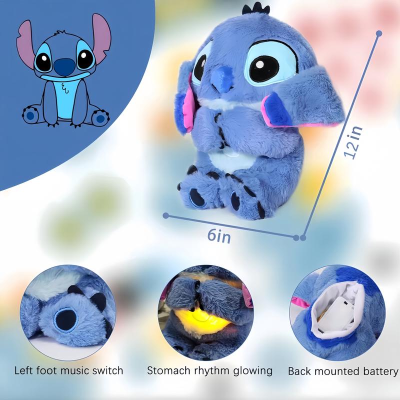 Breathing Animal Plushie -Soothing S　t　i　t　c　h plushie with realisticbreathing, lights and music thatrelieves anxiety Stitch Anxiety