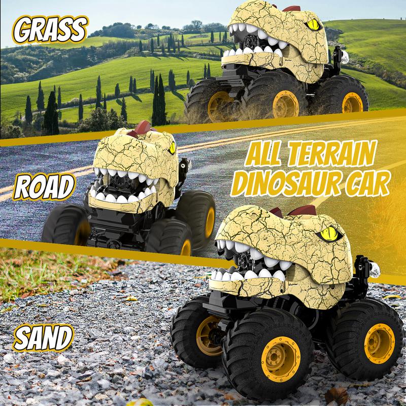 Dinosaur Remote Control Car, Remote Control Monster Truck for Boys Girls with Light, Sound & Spray,for Toddlers Kids 3-5 6 7 8-12 All Terrain Indoor Outdoor, Christmas Birthday Gifts