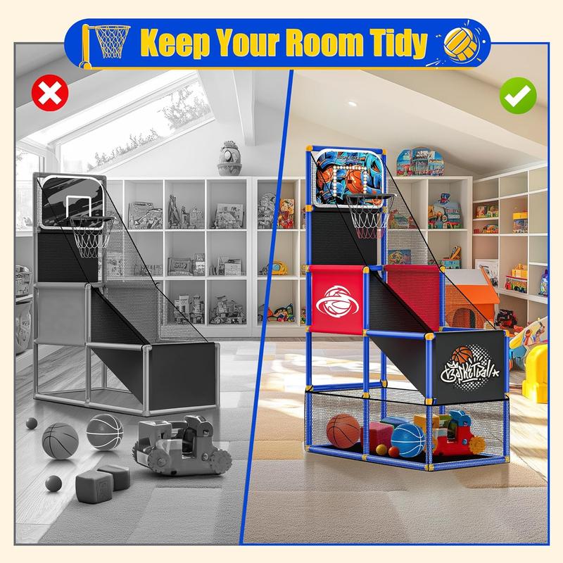 Kids Arcade Basketball Hoop with 4 Balls, Indoor Outdoor Single Shot Basketball Game for Toddler,Carnival Games Sport Toys Gifts for Boys Girls Ages 3-8 Years Old,Ideal for Competition