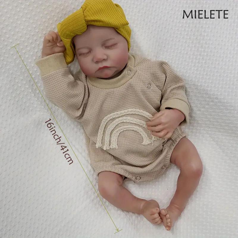 16 Inch Lifelike Reborn Baby Doll, Soft Body Realistic Looking Sleeping Newborn Doll with Accessories, Handmade Toy Gift for Kids