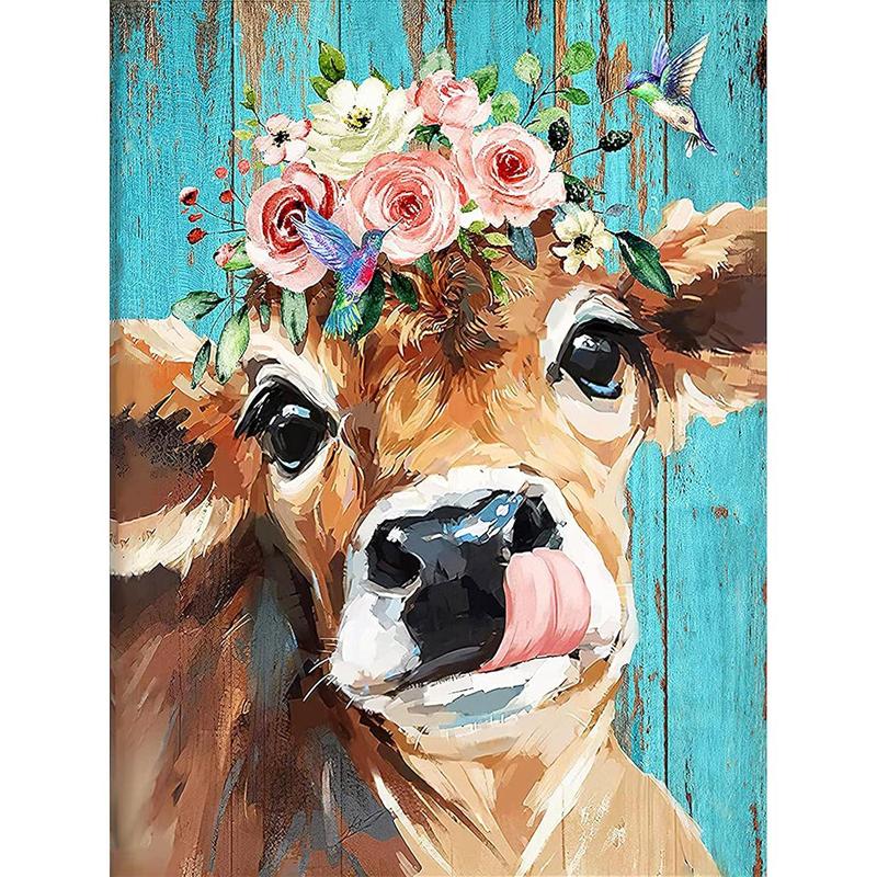 Diamond Painting Kits for Adults&Beginners DIY 5D Diamond Art Paint with Round Diamonds Full Drill Cow Gem Art Painting Kit for Home Wall Decor Gifts(12x16inch 30*40cm)