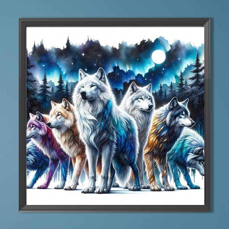 Wolf Pattern DIY Diamond Art Painting Without Frame, DIY 5D Diamond Art Painting Kit, Wall Art Decor For Home Living Room Bedroom (1 Count)