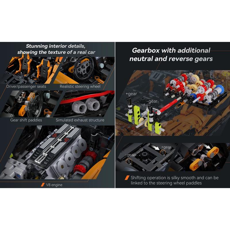 BARWEER-3617 PCS 1:10 Smiling Assassin Super Racing Car Model Building Blocks V8 Car Toys Gift for Adult Kids