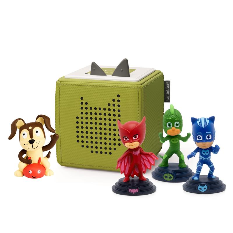 Tonies Green Toniebox PJ Masks Bundle with Playtime Puppy, and All 3 PJ Masks Characters: Catboy, Gekko, Owlette - Includes Charger