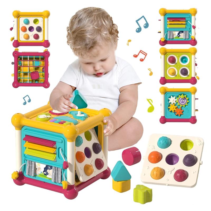 Montessori Toys-12 in 1 Early Educational Activity Cube Toy for Little Boys Girls , Multifunctional House Learning Toys for Kids