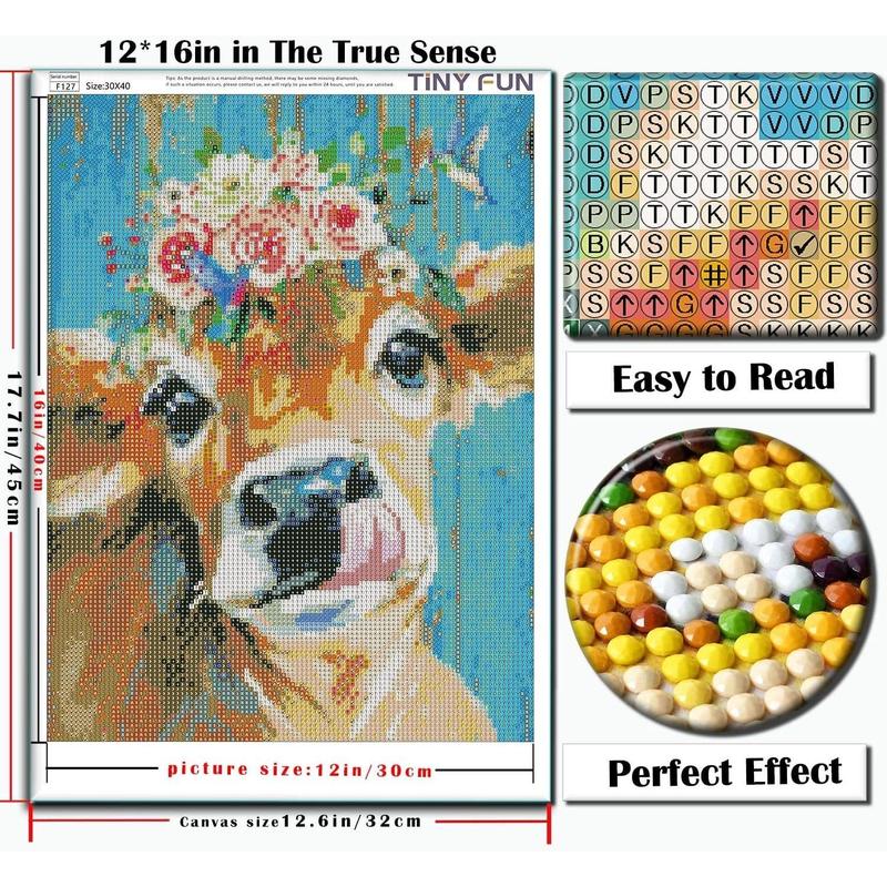 Diamond Painting Kits for Adults&Beginners DIY 5D Diamond Art Paint with Round Diamonds Full Drill Cow Gem Art Painting Kit for Home Wall Decor Gifts(12x16inch 30*40cm)