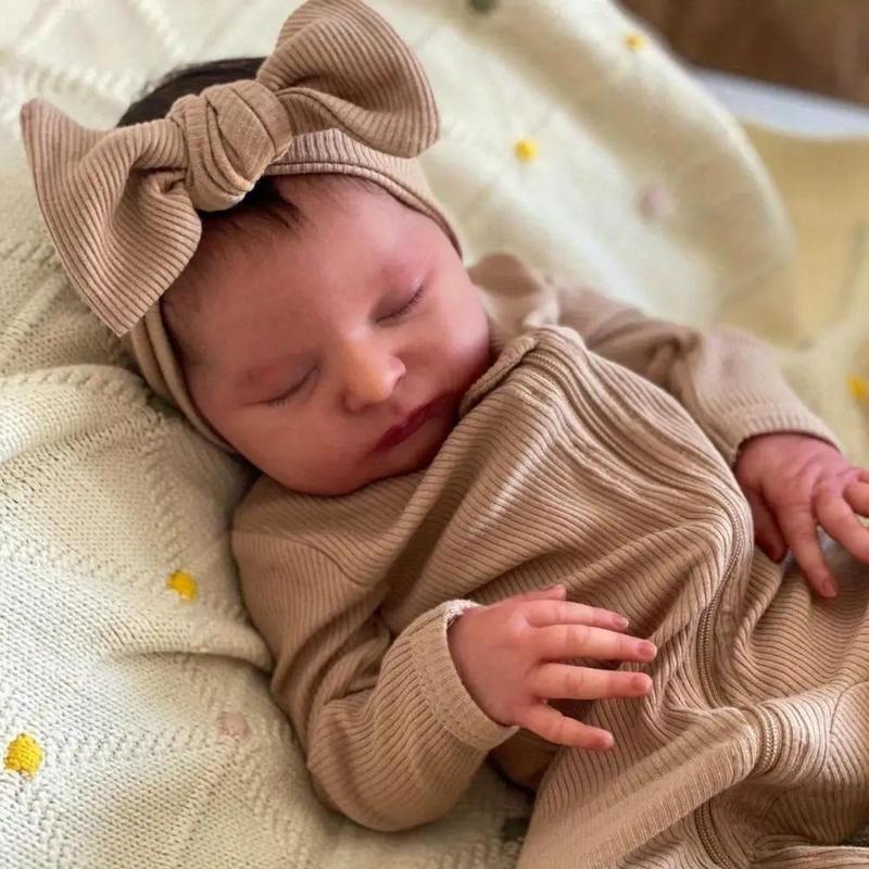 Realistic Reborn Sleeping Doll, 50cm Cute Doll with 3D Skin and Visible Veins, Soft Silicone Newborn Doll with Pacifier, Bottle, Diaper, Birth Certification, Vivid Doll Toy for Kids, Stocking Fillers Gift, Christmas Gift